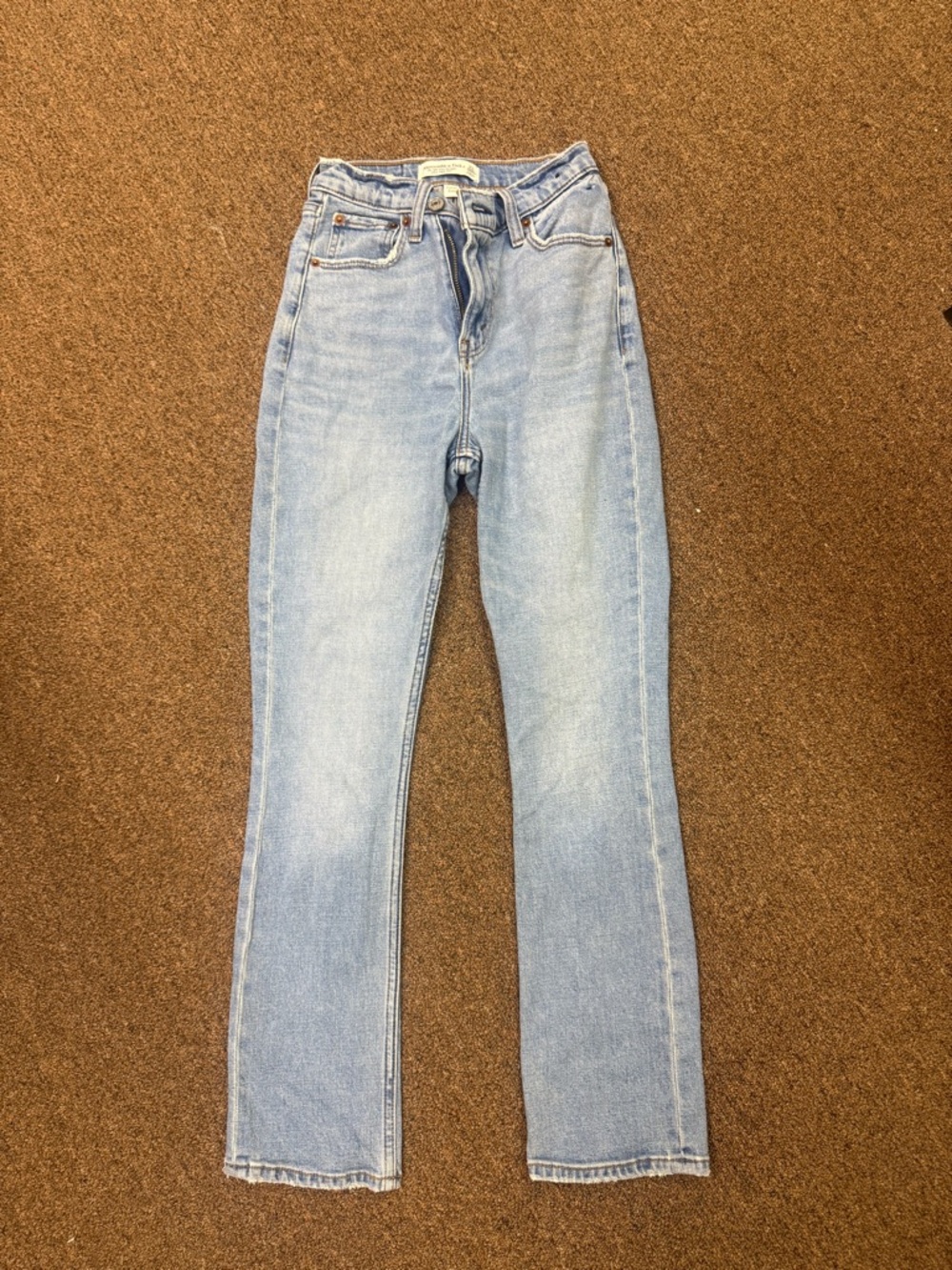Women's Light Blue High-Rise Straight Leg Jeans Abercrombie, and Fitch